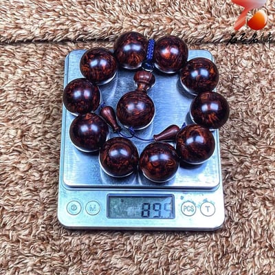 臻藏 海南黃花梨老料 芝麻花精品25mm手珠 重量89.5克8