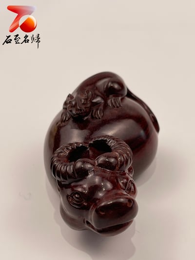 印度小葉紫檀高油密材質 湘工工藝精品手把件【鼠你牛】2