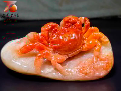 老撾高山石手工精雕 張國民老師作品【步步高升，八方來財】1