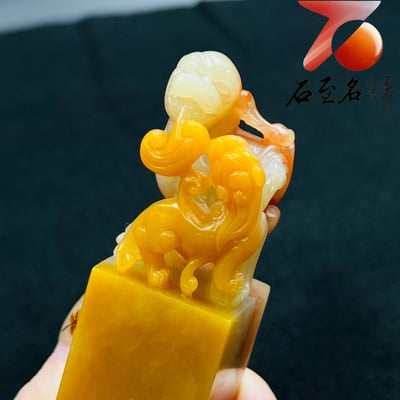 老撾三彩荔枝凍瑞獸方印2