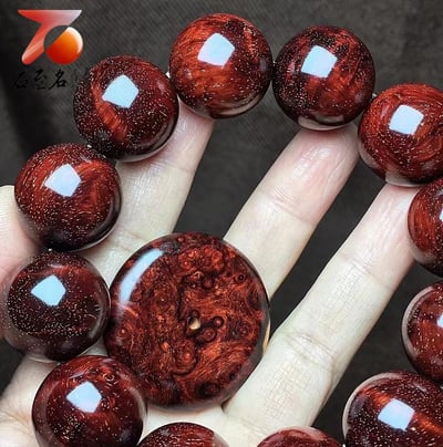 正宗印度小葉紫檀20mm老料 泥料 爆滿螺旋金星6