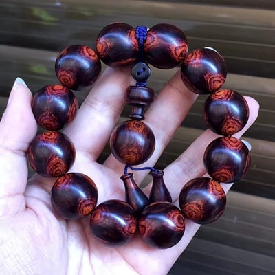 臻藏 海南黃花梨紫油梨老料20mm手珠 重量49.3克 1