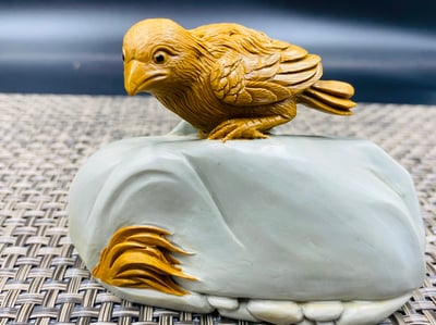 天然巧雕 壽山山秀園石系列【牆上麻雀】5