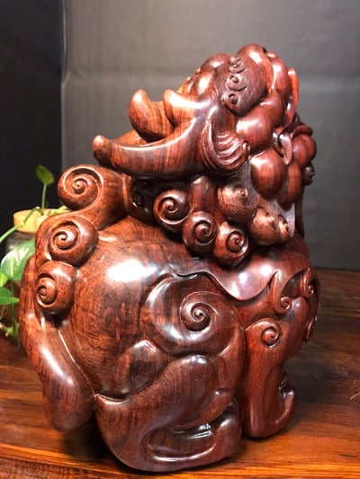 海南黃花梨野生油梨老料【招財大貔貅擺件】5