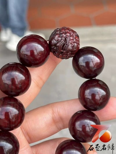 天然 印度小葉紫檀玻璃底老料 高油高密20mm手珠【招財貔貅】5