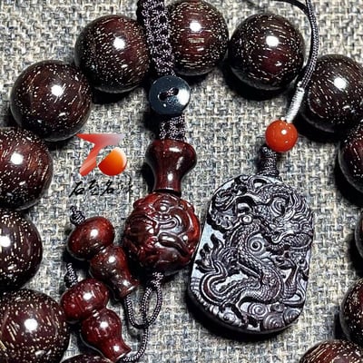 天然 印度小葉紫檀銀河系列｜15mm手珠 頂級爆滿粗星【祥龍獻瑞】5