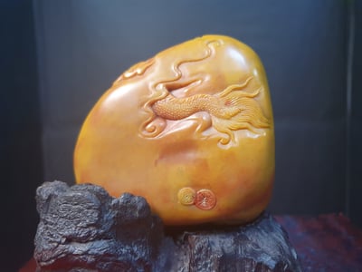 寮國田黃石系列【龍戲珠】3