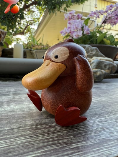 黃楊木+紅花梨木+楓木+烏檀木拼接【可達鴨】神奇寶貝娃娃 寶可夢公仔 Pokemon9