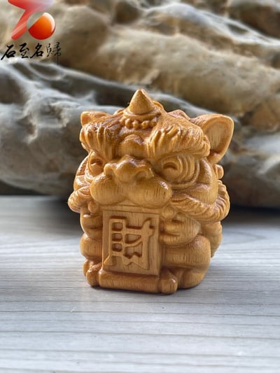 雲南黃金檀原木雕件【發財】 高4.5公分4