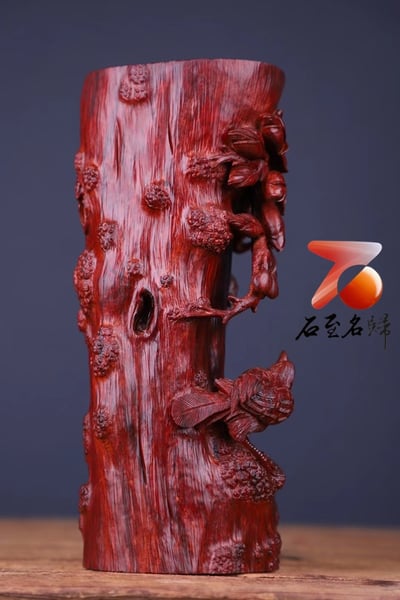 印度小葉紫檀精工款【雙喜臨門-筆筒】5