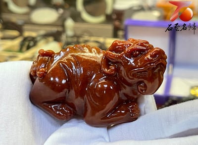 壽山石雕件【招財瑞獸】老師傅手工  附精美收藏禮盒1