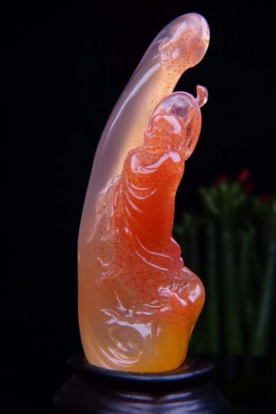 收藏級!極品水洞桃花擺件【菩提達摩】2