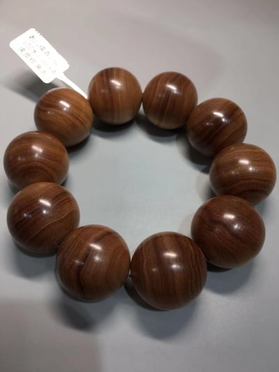 限量4條 印度老山檀香邁索爾正區虎皮紋黑油沉水 25mm手珠23