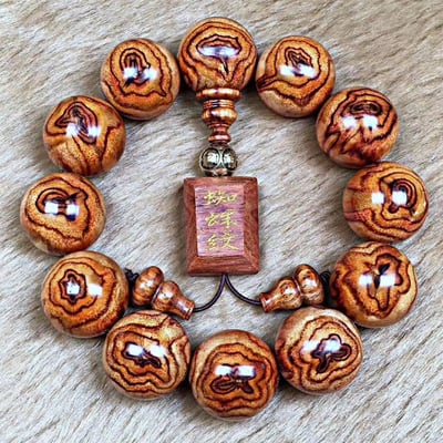 精品佛教手持 海南黄花梨蜘蛛+蝴蝶手珠20mm3