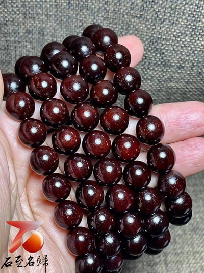天然 印度小葉紫檀玻璃底老料 高油高密12mmx108顆手串4