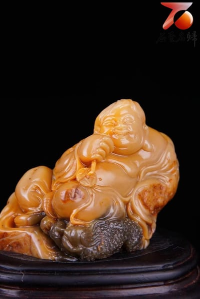 壽山中版田黃【劉海對金蟾】7