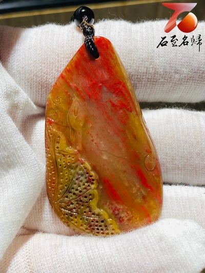 昌化雞血石 手工雕刻項鍊/配飾【福氣連連】3