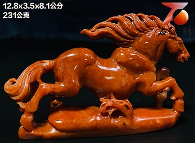 精美壽山石 老師傅手工雕刻【駿馬奔騰】4