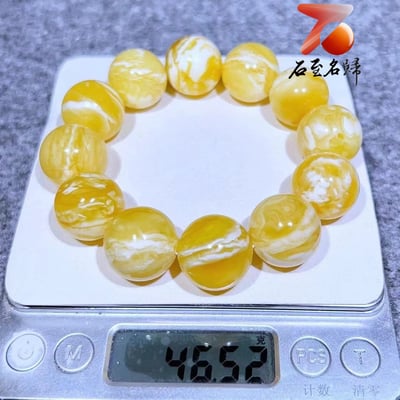 頂級俄料蜜蠟 妖花瓷白19.2mm手串3