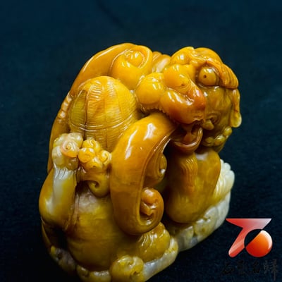 壽山石純手工雕刻【瑞獸騰雲・福祿綿長】2