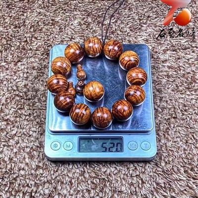 鼎藏 海南黃花梨老料 黃金水波王20mm手珠 重量52克8