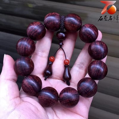 臻品 海南黃花梨紫油梨老料20mm手珠 水波芝麻花 重量50公克5
