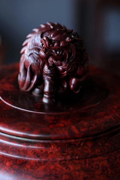 印度小葉紫檀瘤疤料製【招財麒麟-大滿罐】4