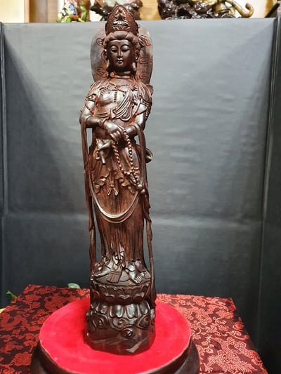 印度小葉紫檀老料【持珠觀音】2