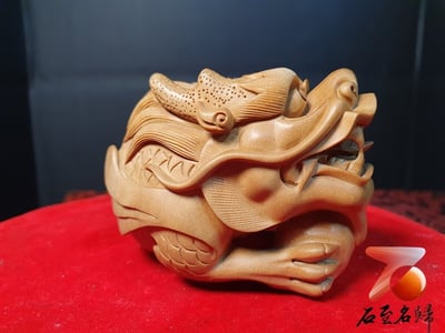 印度老山檀香老料黑肉級別 湘工大師雕刻【龍魚】3