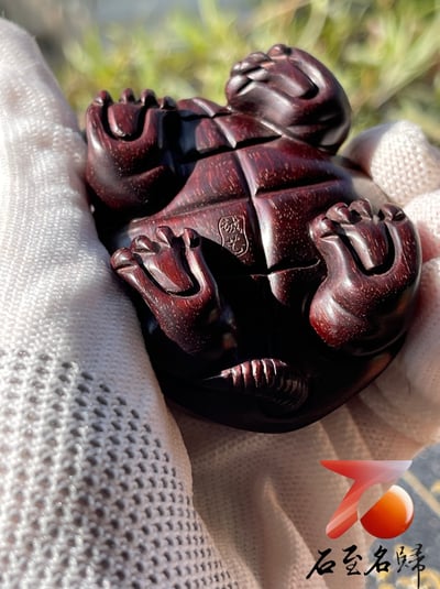 印度小葉紫檀高油密二膘材質 湘工手作【長壽龜】14