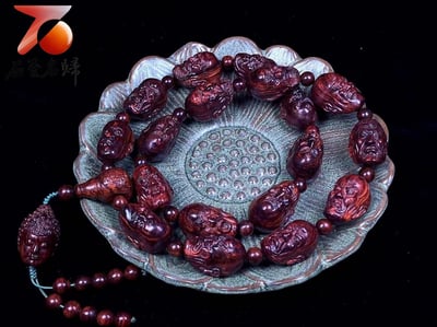 臻品 海南黃花梨老料紫油梨十八羅漢 重量122.8克4