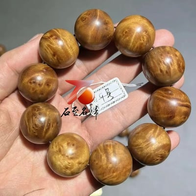 天然 金絲楠木小葉楨楠｜水波帶瘤疤 25mm手珠9號2