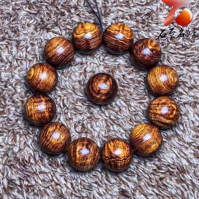 臻藏 海南黃花梨老料 螺旋水波陰陽珠20mm手珠 重量50克3