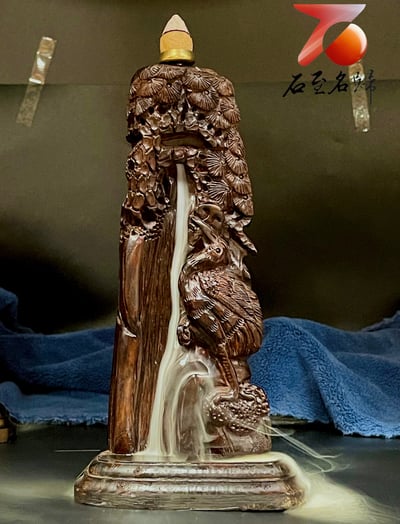 尚比亞紫檀木【逸情山水 倒流香擺件】17