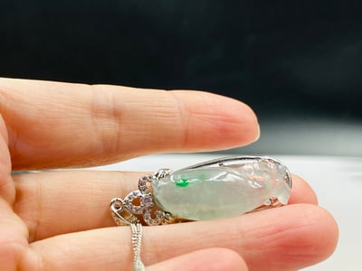 冰種翠青翡翠吊墜【年年有餘】3