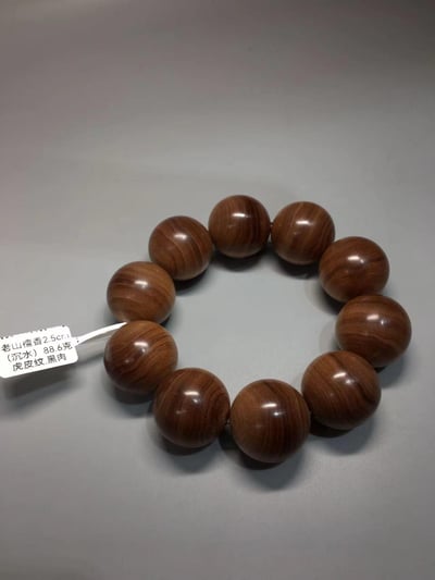 限量4條 印度老山檀香邁索爾正區虎皮紋黑油沉水 25mm手珠19