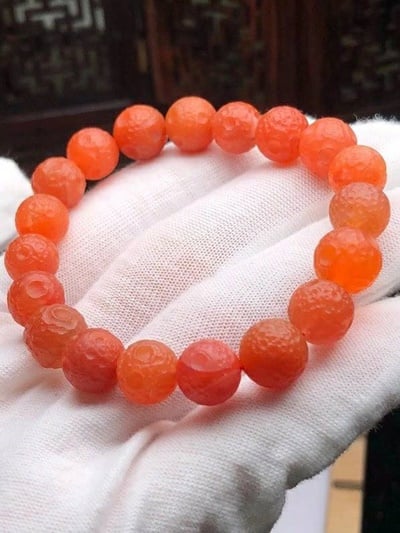 南紅珊瑚純手工隕石珠10mm手珠3