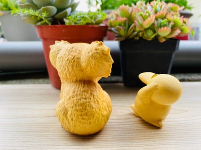 黃楊木精雕擺件【可達鴨與考拉套組】3