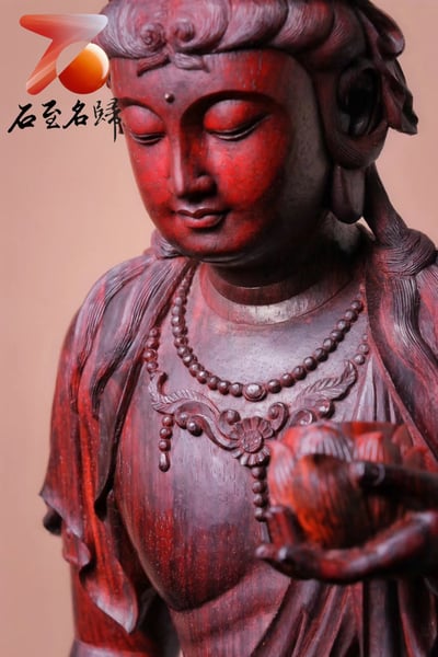 印度小葉紫檀 省大師作品【持蓮觀音】3