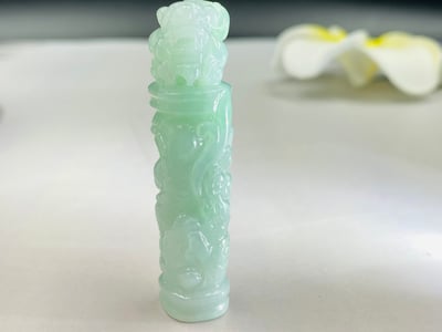 翠青翡翠【龍柱招財貔貅印】8