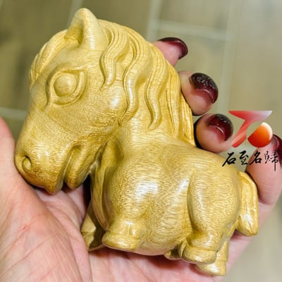 金絲楠木小葉楨楠｜嚴選帶金絲老料【圓福金馬】馬年開運擺件2