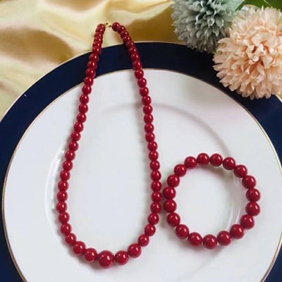 紅珊瑚項鍊+10mm手珠套組1