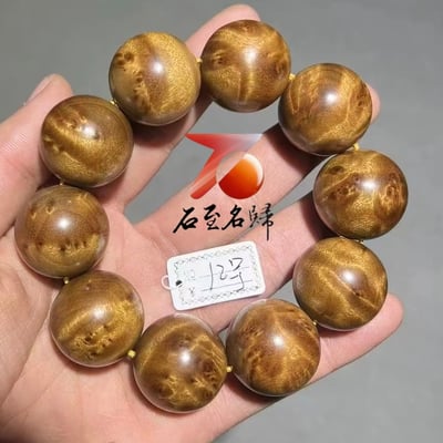 天然 金絲楠木小葉楨楠｜水波帶瘤疤 25mm手珠12號2