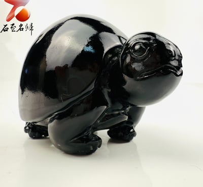 丹東石純手工雕烏龜 張國民雕刻家作品【墨墨守財龜】3