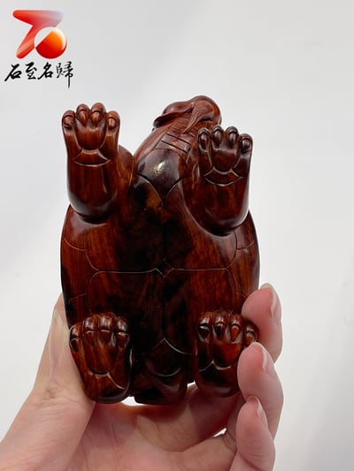 印度小葉紫檀高油密料 湘工師父精雕  【福壽龜】7