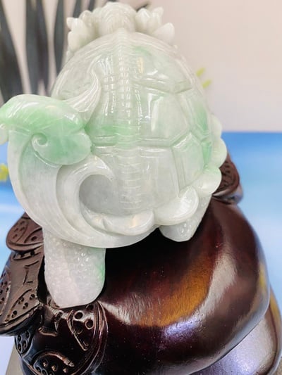 天然A貨 紫糯米翡翠帶翠綠 附收藏證書【龍龜】2