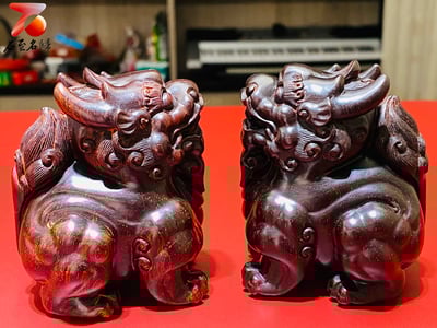 印度小葉紫檀高油密二膘料 湘工手作【瑞獸貔貅】6