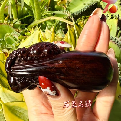 天然 印度小葉紫檀高油密帶金星樹心料 湘工手作【袋財金蟾】5