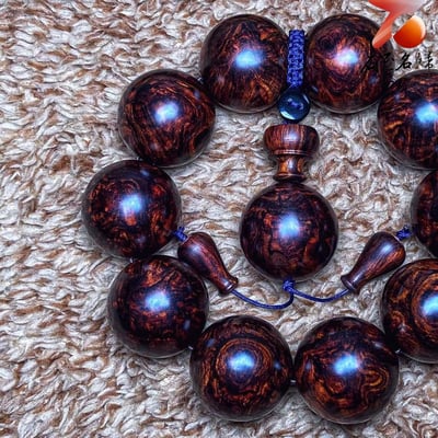 臻藏 海南黃花梨老料 芝麻花精品25mm手珠 重量89.5克3