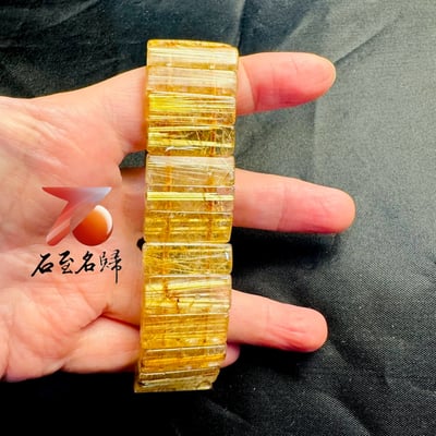 一物一拍｜天然巴西順絲鈦晶水晶手排 寬23.6mm 手圍18公分3